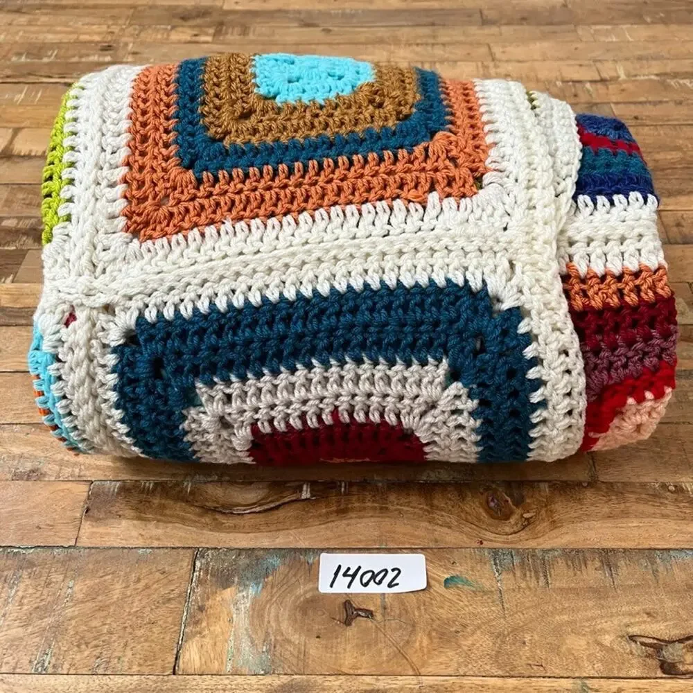 Handmade Crochet Granny Square Blanket 52 x 65